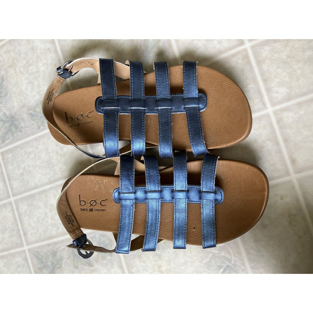 Born‎ BOC Blue Sandals Faux Fisherman Strap Style Comfort Sz 8 Buckle Closure
